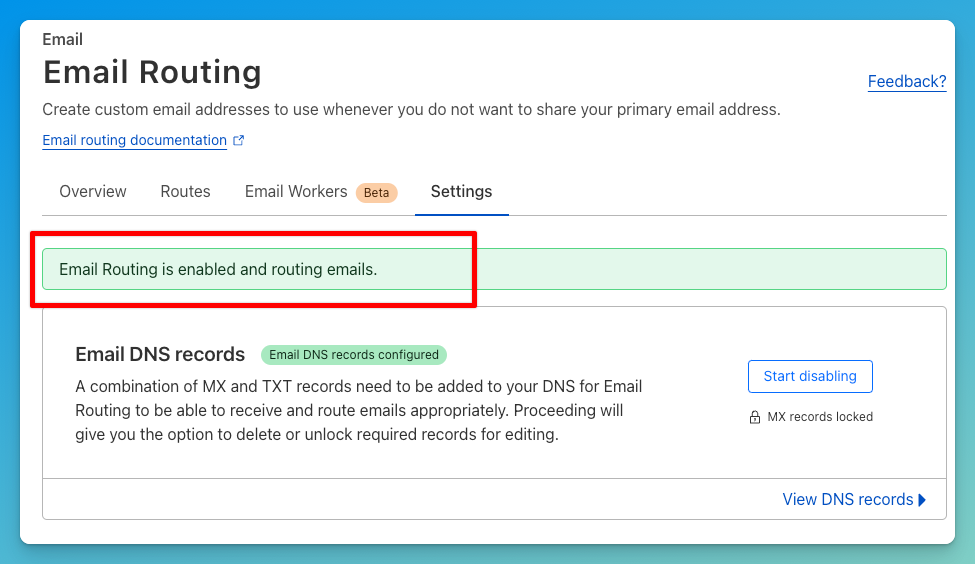 เปิดใช้งาน Cloudflare Email Routing 2.4