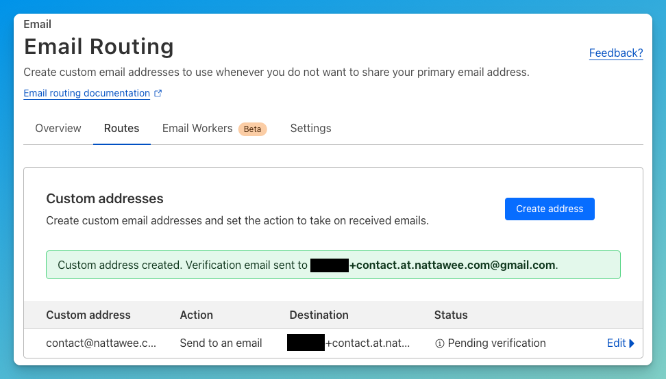 สร้าง Custom Email Address บน Cloudflare Email Routing 3.3