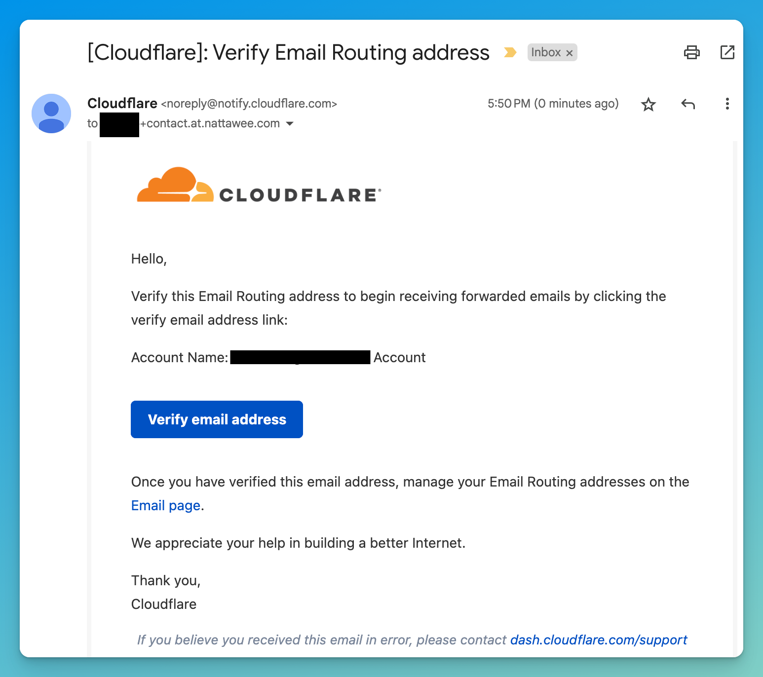 สร้าง Custom Email Address บน Cloudflare Email Routing 3.4